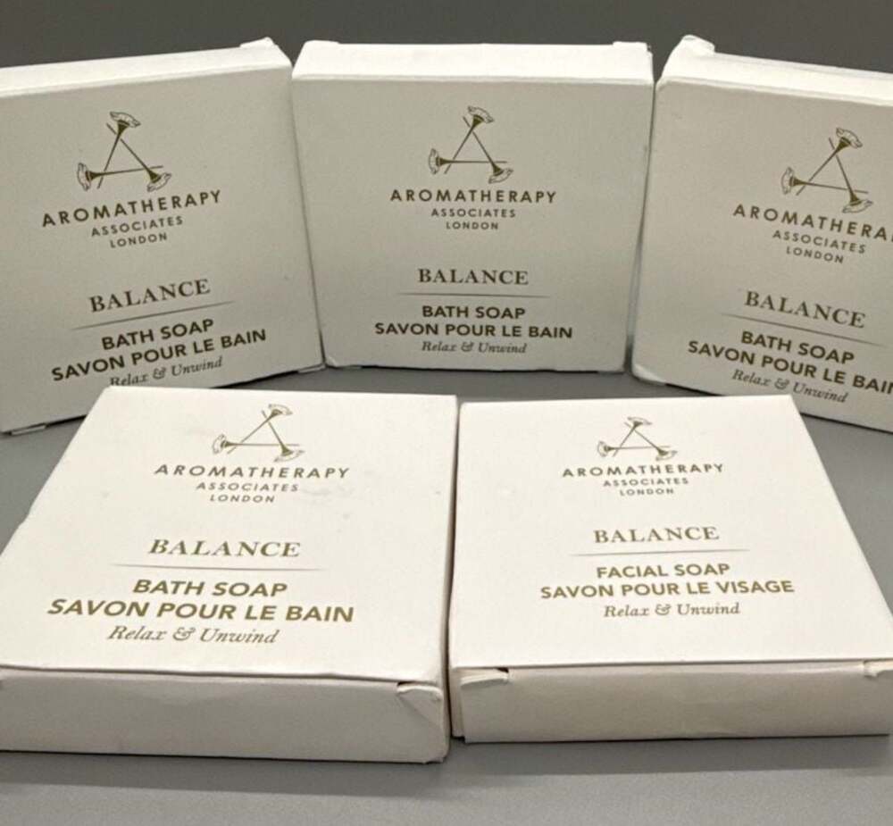 Aromatherapy Associates Balance Bath & Facial Soap Set  4- 1.7 & 1- 1.05 oz NEW